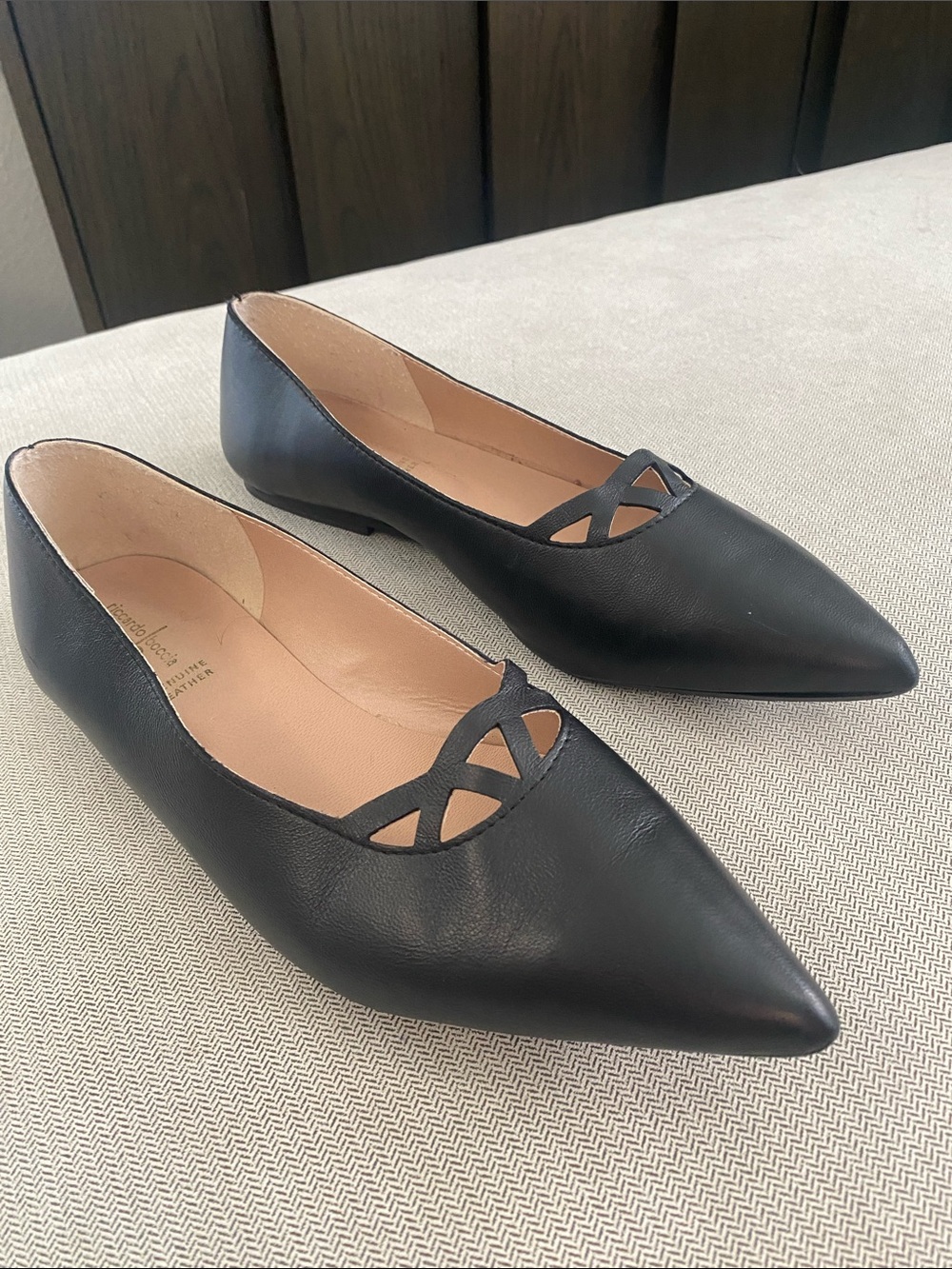 Riccardo Boccia Clodette Flats Black Pointed Toe Leather Flats size 9
